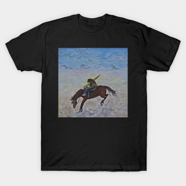 Painting Print, Inspired by Frederic Remington’s Art: Cowboy on Horse in Dessert T-Shirt by tamdevo1